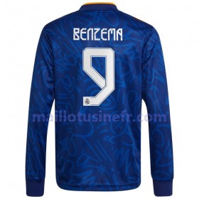 Maillot de Foot Real Madrid Karim Benzema 9 Extérieur 2021-22 Manches Longues